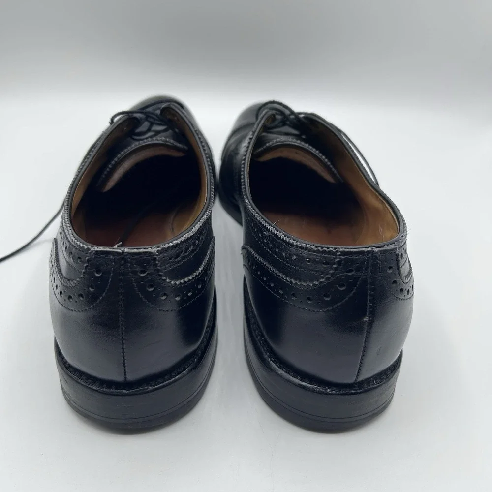 MENS USA ALLEN EDMONDS SANFORD BLACK LEATHER CAP TOE BROGUE‎ OXFORDS SHOES 12 AA